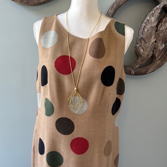 Akris Punto Tan Sheath Dress Sleeveless Scoop Neck  Size 12 - Picture 2 of 7